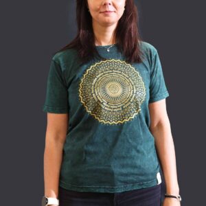 Nomad Sari Stonewashed Cotton T-Shirt - Mandala - Green - Medium