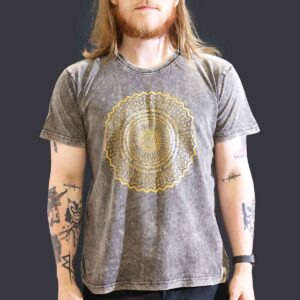 Nomad Sari Stonewashed Cotton T-Shirt – Mandala – Dark Grey – Large