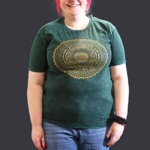 Nomad Sari Stonewashed Cotton T-Shirt – Mandala – Green – XL