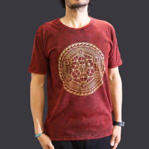 Nomad Sari Stonewashed Cotton T-Shirt – Chakra – Maroon – Medium