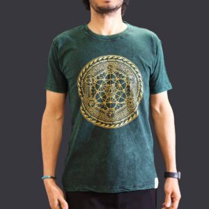 Nomad Sari Stonewashed Cotton T-Shirt – Chakra – Green – Medium