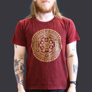 Nomad Sari Stonewashed Cotton T-Shirt – Chakra – Maroon – Large
