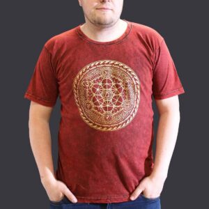 Nomad Sari Stonewashed Cotton T-Shirt – Chakra – Maroon – XL