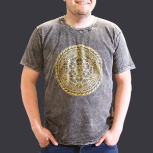 Nomad Sari Stonewashed Cotton T-Shirt – Chakra – Dark Grey – XL