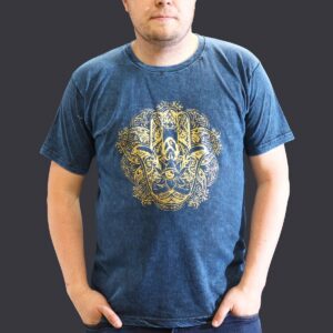 Nomad Sari Stonewashed Cotton T-Shirt – Hamsa – Blue – XL