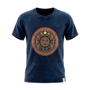 Nomad Sari Stonewashed Cotton T-Shirt - Stay Wild Moon Child - Blue - Small