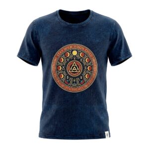 Nomad Sari Stonewashed Cotton T-Shirt - Stay Wild Moon Child - Blue - Medium