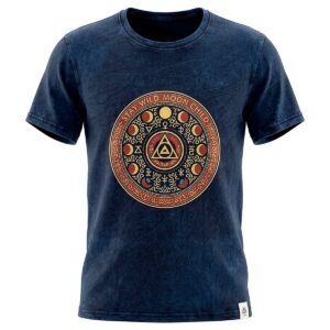Nomad Sari Stonewashed Cotton T-Shirt - Stay Wild Moon Child - Blue - XL
