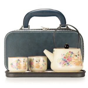 Travel Teapot Set & Two Cups - Cat Lover