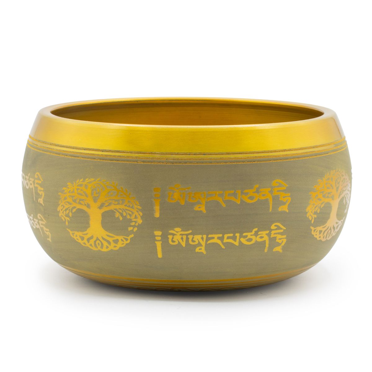 Large Aluminum Singing Bowl - Buddha Tree of Life - Copper Colour (19cm)