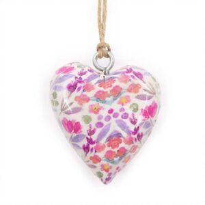 Lrg Decor Wood Heart - Pretty Floral