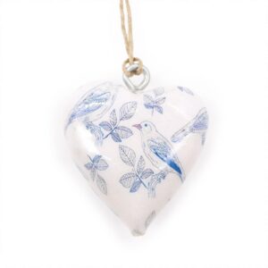 Lrg Decor Wood Heart - Blue Bird