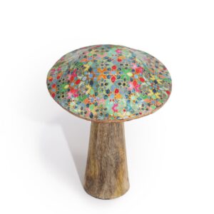 Small Enamelled Mushroom - 10cm - Mediterranean Tile Pattern