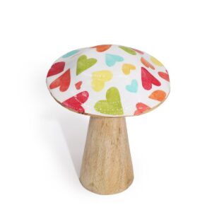 Small Enamelled Mushroom - 10cm - Pastel Hearts