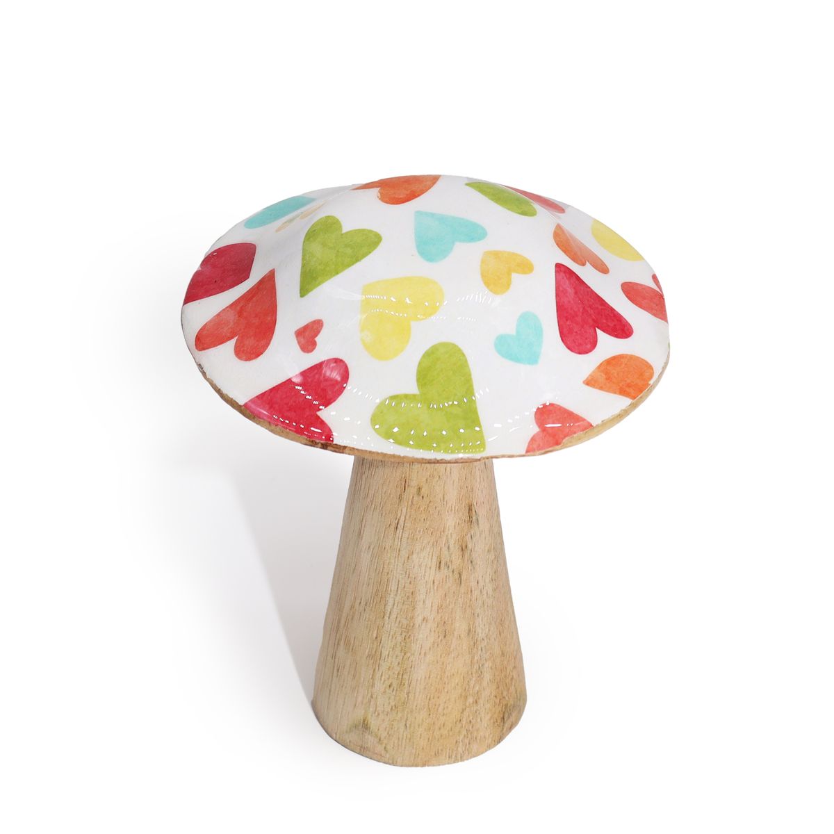 Small Enamelled Mushroom - 10cm - Pastel Hearts