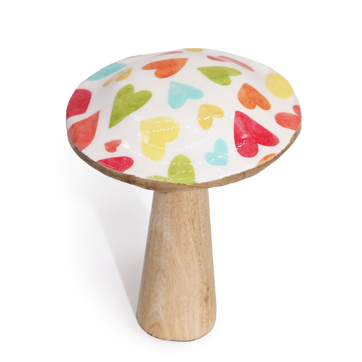 Medium Enamelled Mushroom - 15cm - Pastel Hearts