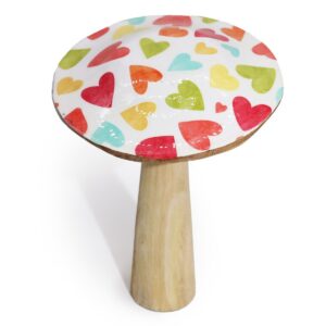 Large Enamelled Mushroom - 20cm - Pastel Hearts